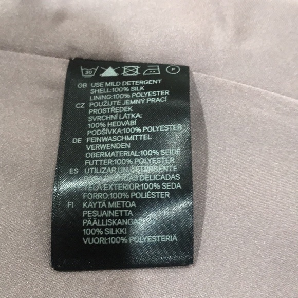 H&M tunic sleeveless dress Sz 6 taupe gray 100% silk midi - Picture 7 of 7